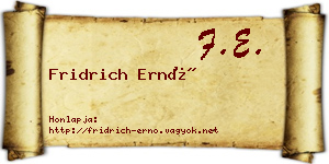 Fridrich Ernő névjegykártya
